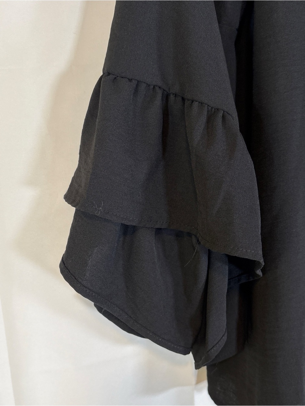 Black Ruffle-Sleeve Blouse - Picture 2 of 4